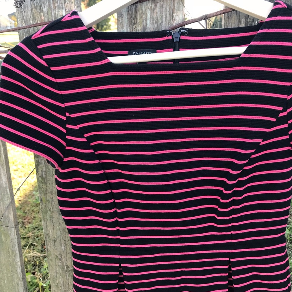 Talbots pink and black stripe dress 2P - Picture 6 of 8